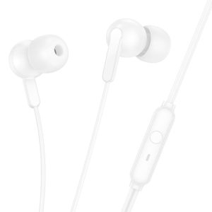 HOCO M124 ΑΚΟΥΣΤΙΚΑ 3.5MM JACK WIDE UNIVERSAL ΜΕ ΜΙΚΡΟΦΩΝΟ , ΛΕΥΚΑ