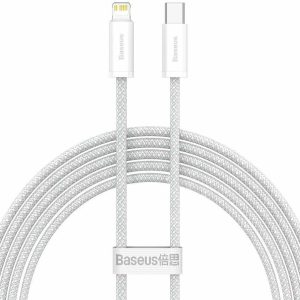 BASEUS DYNAMIC BRAIDED, ΚΑΛΩΔΙΟ ΓΡΗΓΟΡΗΣ ΦΟΡΤΙΣΗΣ, TYPE-C ΣΕ LIGHTNING, 20W, 2m, ΛΕΥΚΟ