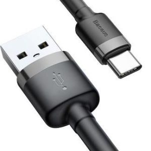 BASEUS CAFULE, ΚΑΛΩΔΙΟ ΦΟΡΤΙΣΗΣ, USB ΣΕ TYPE-C, 0.5m, 3A, ΓΚΡΙ+ΜΑΥΡΟ